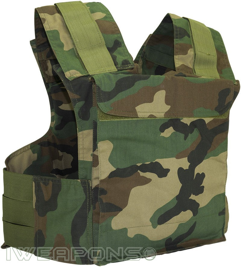 IWEAPONS® Raptor Camouflage Bulletproof Vest IIIA with Armored Plates – angled view