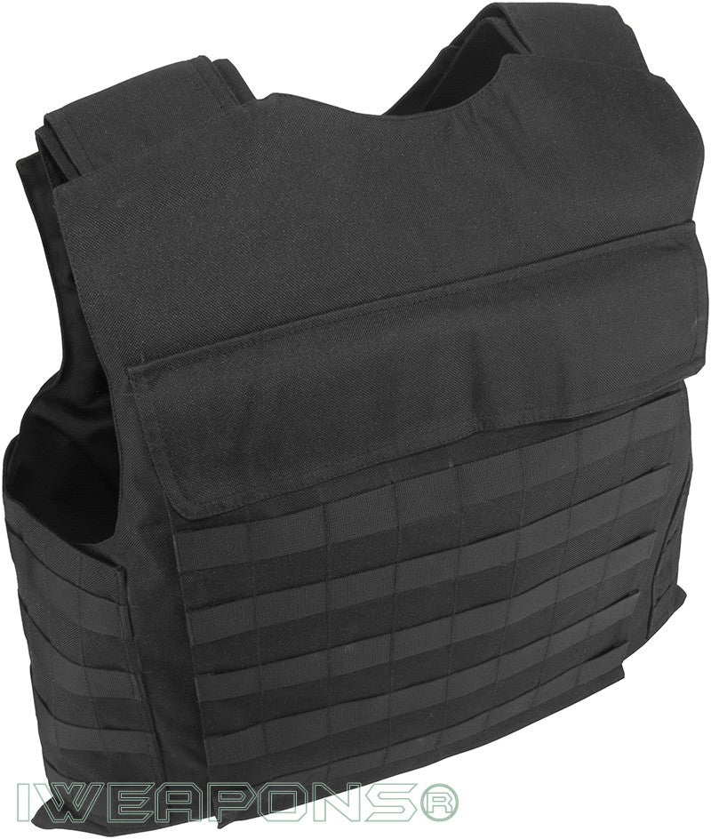 IWEAPONS® MOLLE External Bulletproof Vest IIIA / 3A with XL Pockets for Armor Plates – angled view
