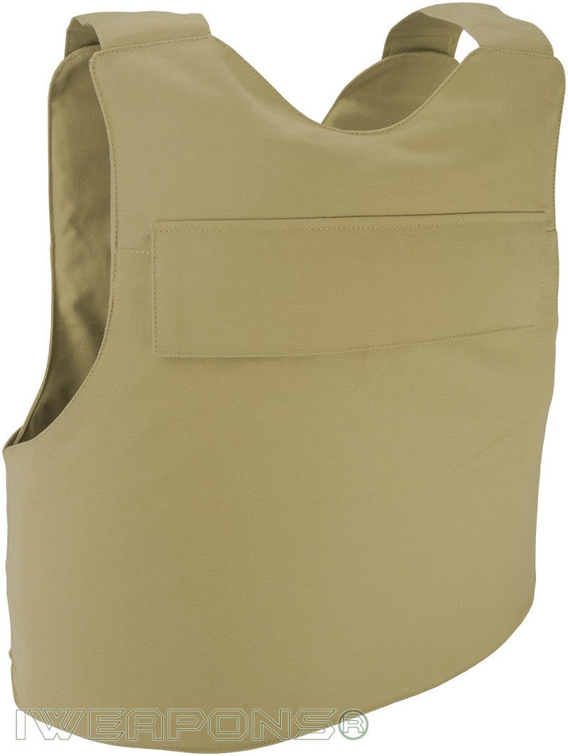 IWEAPONS® Universal Tan Patrol Bullet Proof Vest IIIA – back view