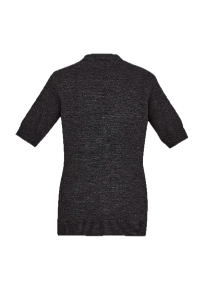 Womens Zip Front Short Sleeve Knit Cardigan – back view