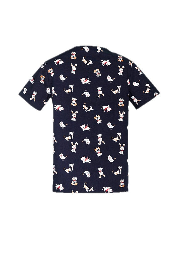 Mens Printed Best Friends Scrub Top – back view