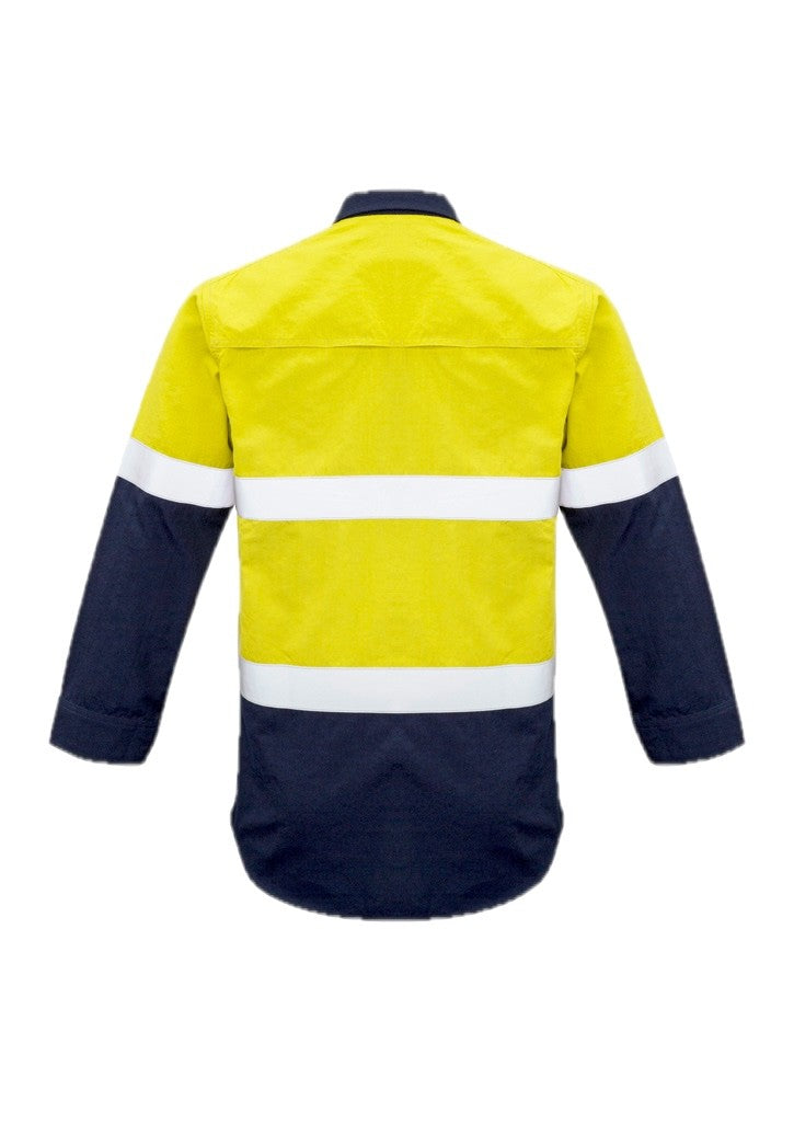 Mens Red Flame Hi Vis Shirt - Hoop Taped – back view