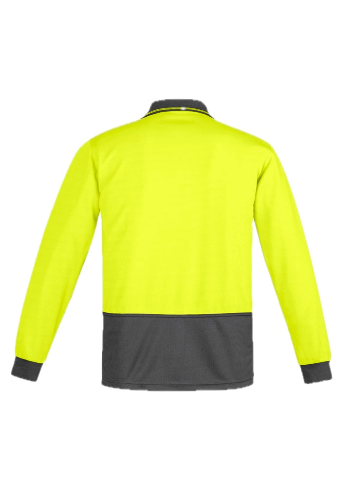 Mens Hi Vis Comfort Back Long Sleeve Polo – back view