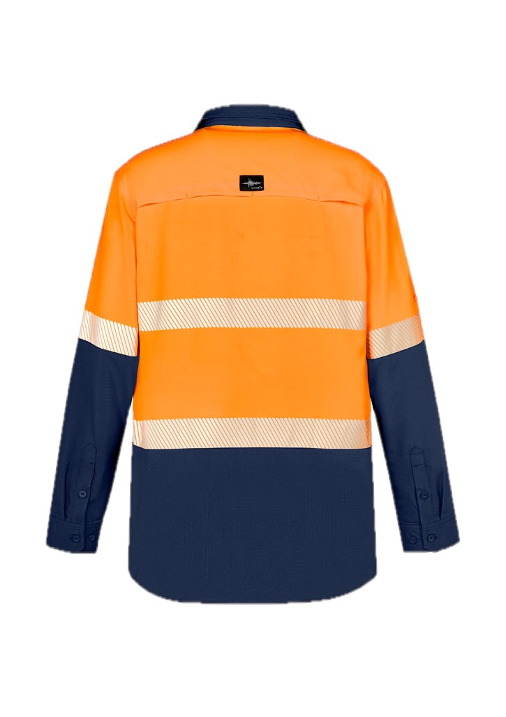 Mens Hi Vis Outdoor Segmented Tape Long Sleeve Shirt – back view