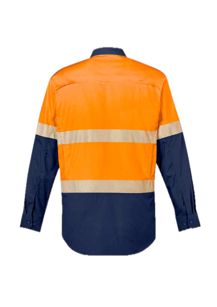 Mens Rugged Cooling Hi Vis Segmented Tape Long Sleeve Shirt – back view