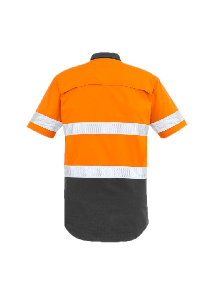 Mens Rugged Cooling HI Vis Taped Short Sleeve Shirt – back view