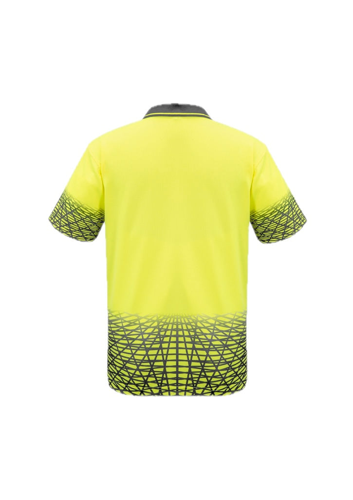 Mens Hi Vis Tracks Short Sleeve Polo – back view