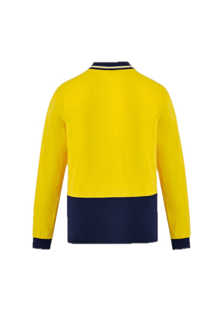 Mens Hi Vis Cotton Long Sleeve Polo – back view