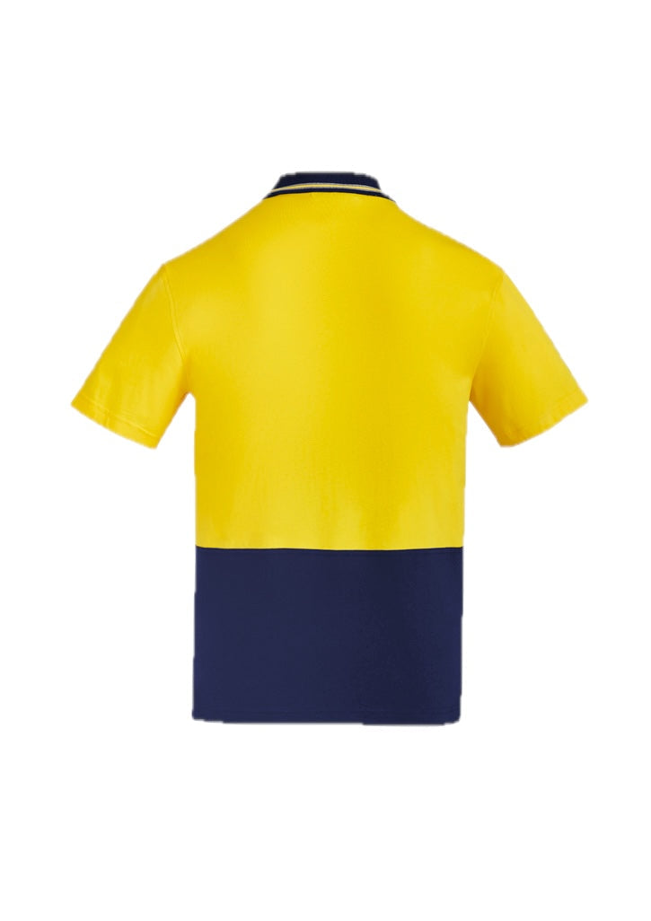 Mens Hi Vis Cotton Short Sleeve Polo – back view