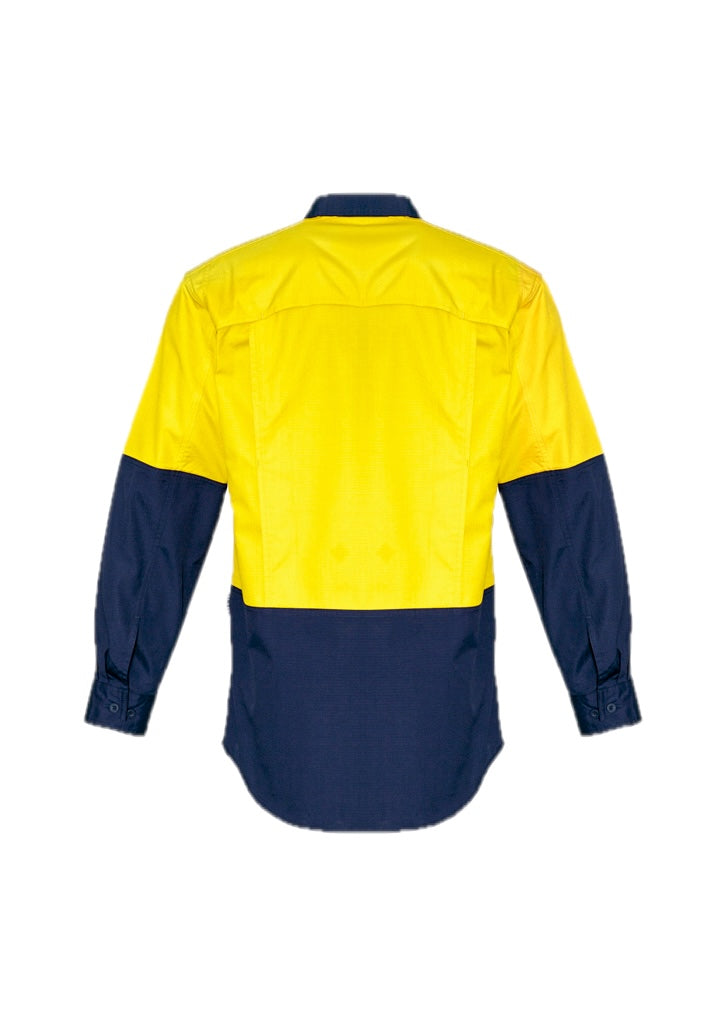 Mens Rugged Cooling Hi Vis Long Sleeve Shirt – back view