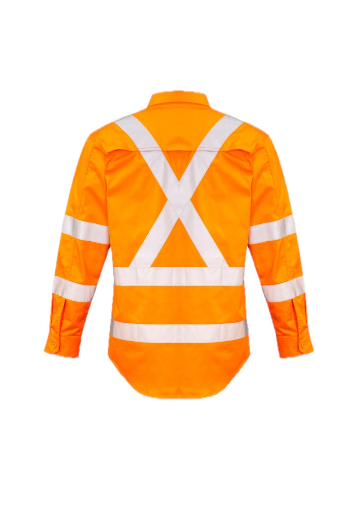 Mens Hi Vis X Back Taped Long Sleeve Shirt – back view
