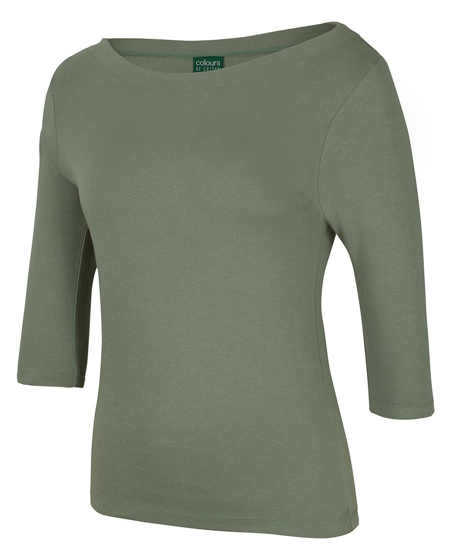 C of C Ladies 3/4 Sleeve Boat Neck Tee – angled view