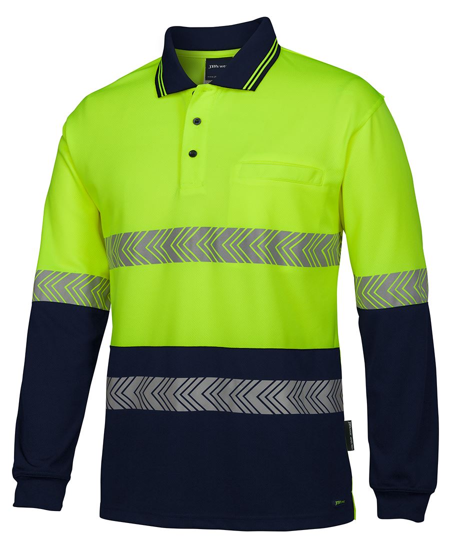 JB's HV L/S SEGMENTED TAPE POLO – angled view