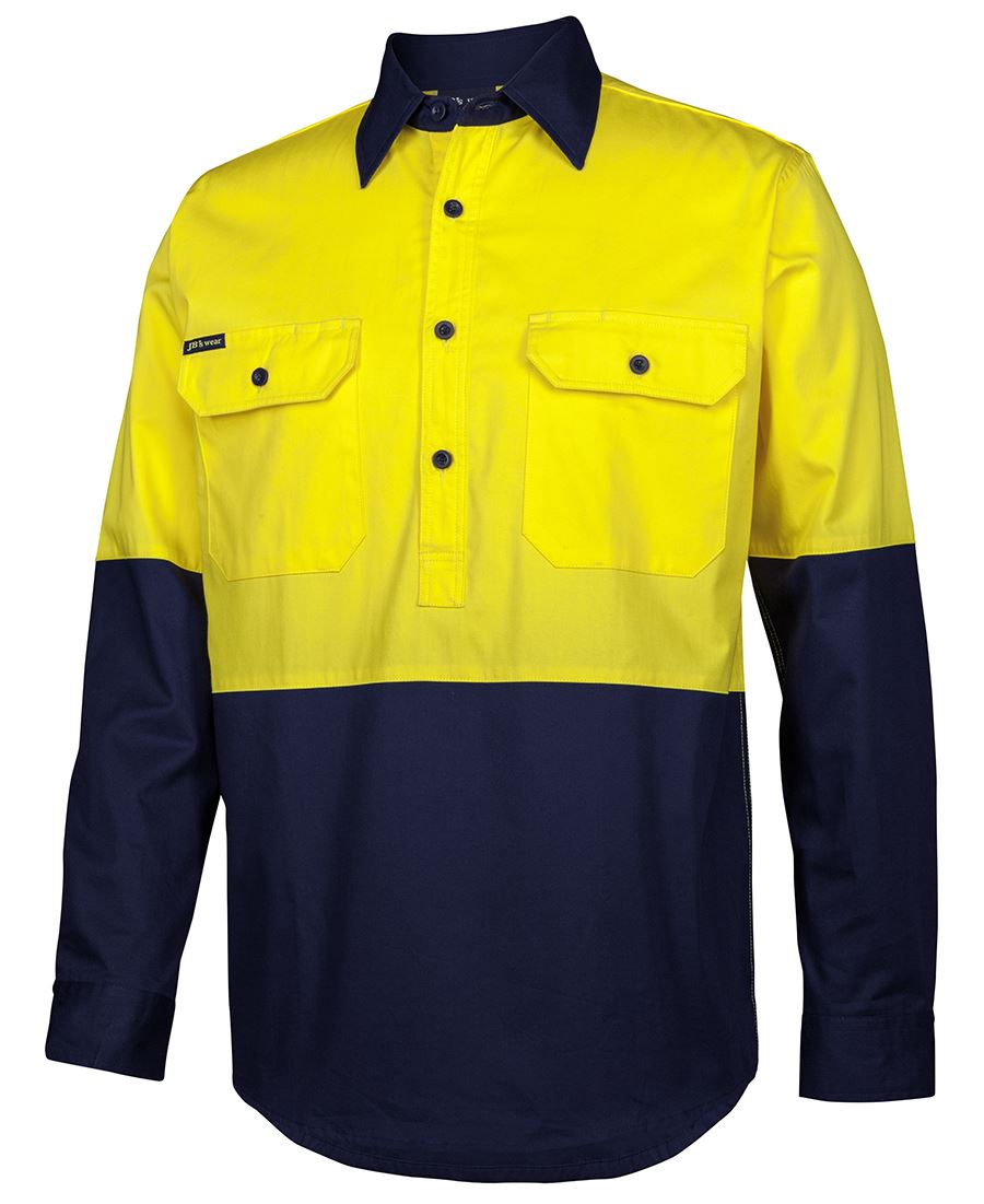 JB's HV CLOSE FRONT L/S 150G WORK SHIRT – angled view