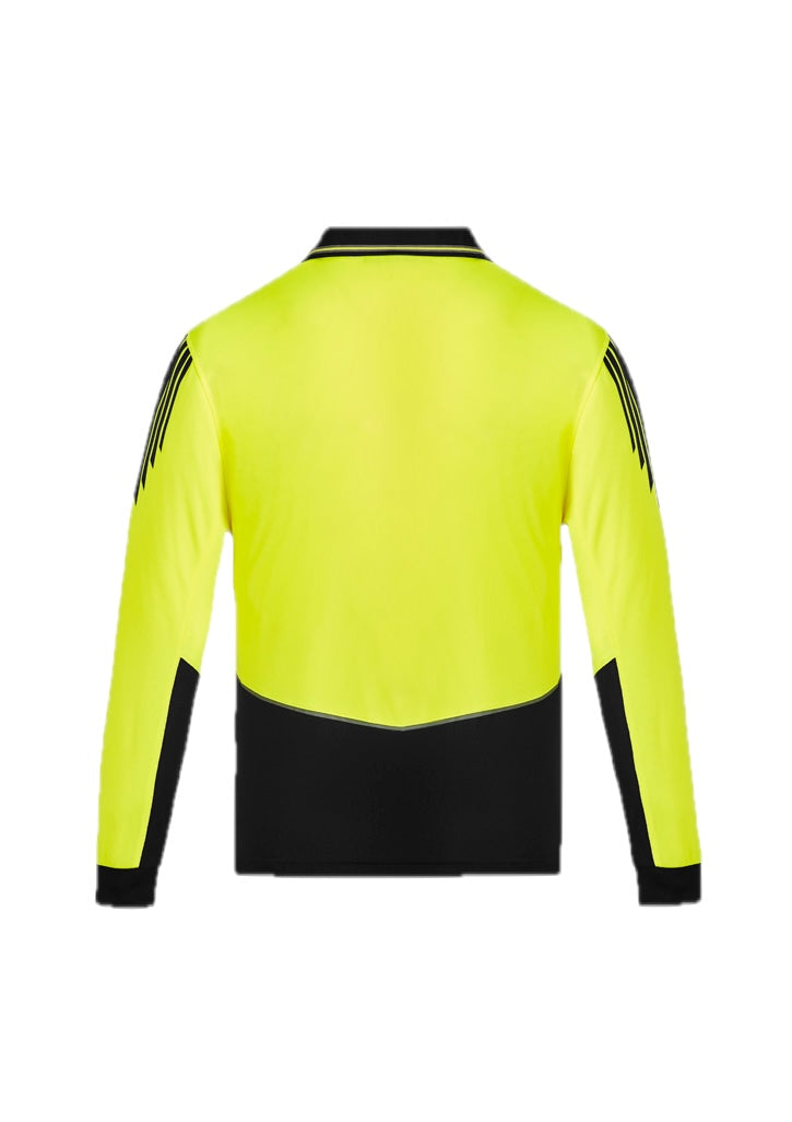 Mens Hi Vis Flux Long Sleeve Polo – back view