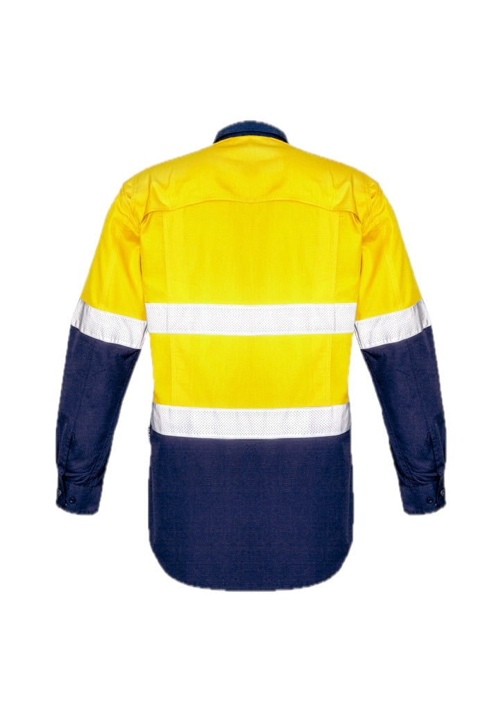 Mens Rugged Cooling HI Vis Taped Long Sleeve Shirt – back view