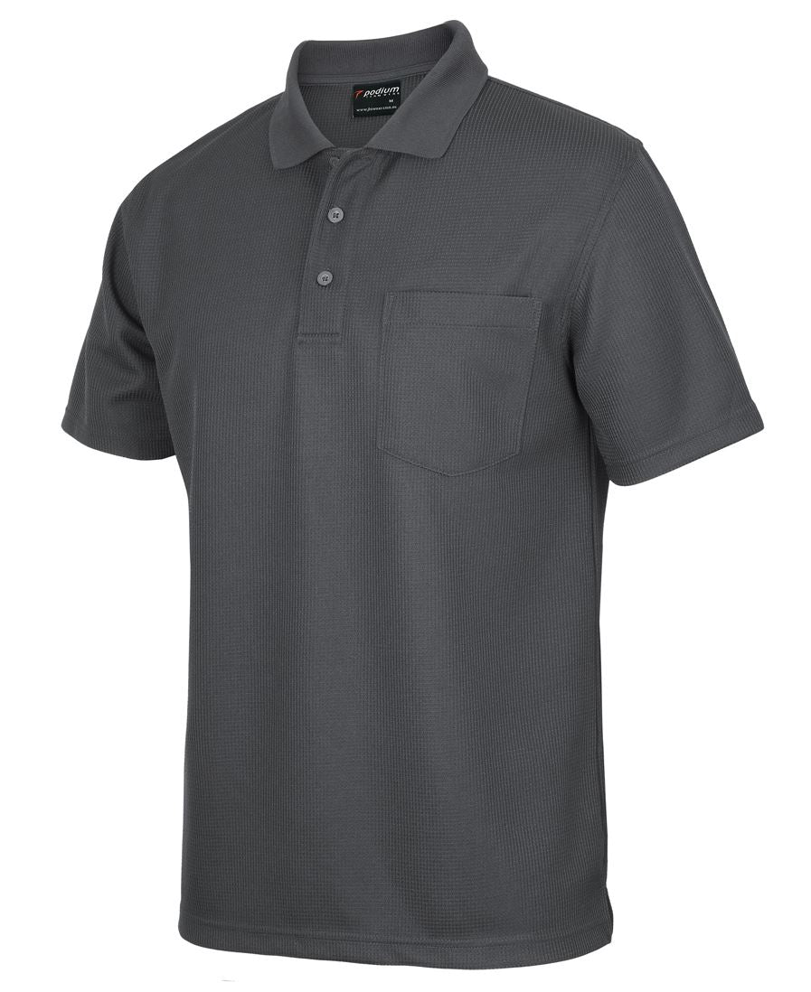 PODIUM WAFFLE POCKET POLO – angled view
