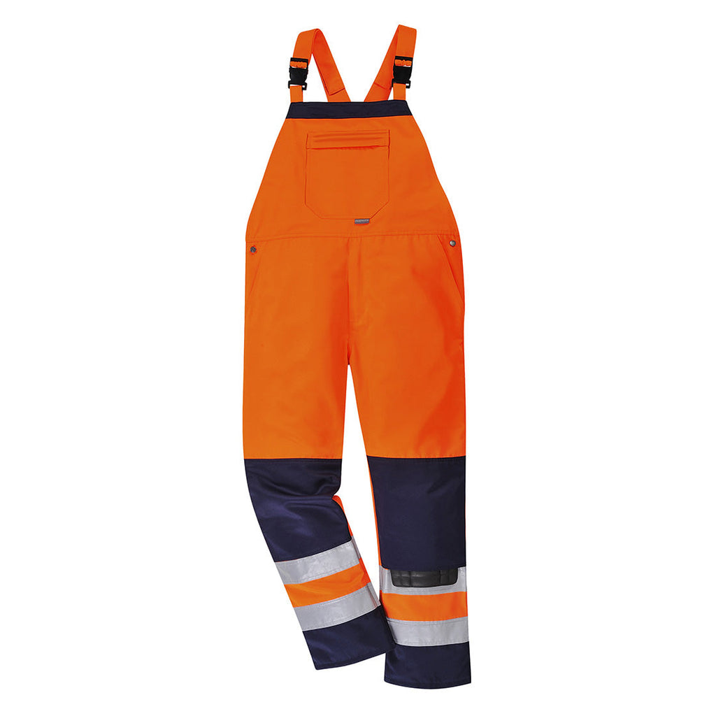 Girona Hi-Vis Contrast Work Bib and Brace – angled view