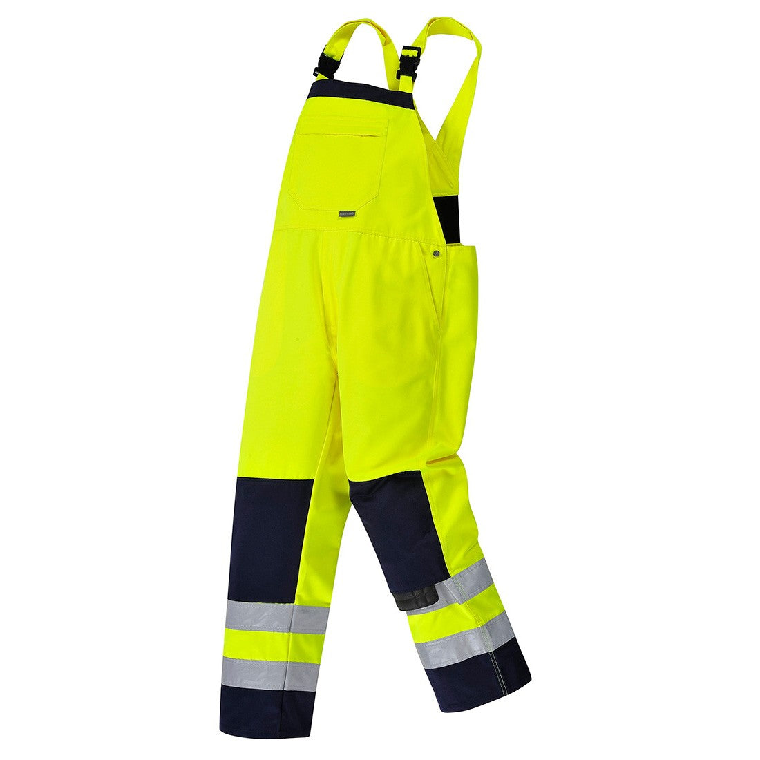 Girona Hi-Vis Contrast Work Bib and Brace – angled view