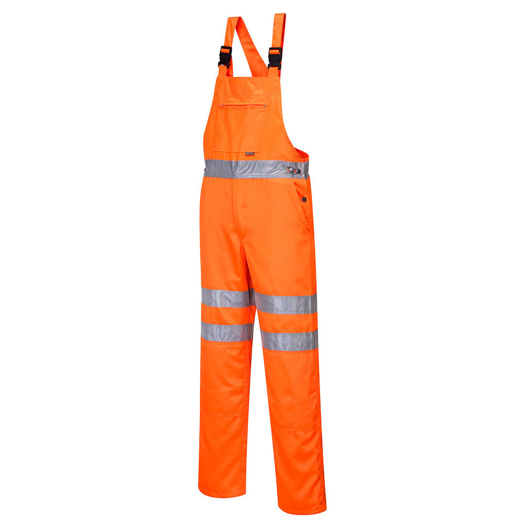 Hi-Vis Polycotton Service Bib and Brace – angled view