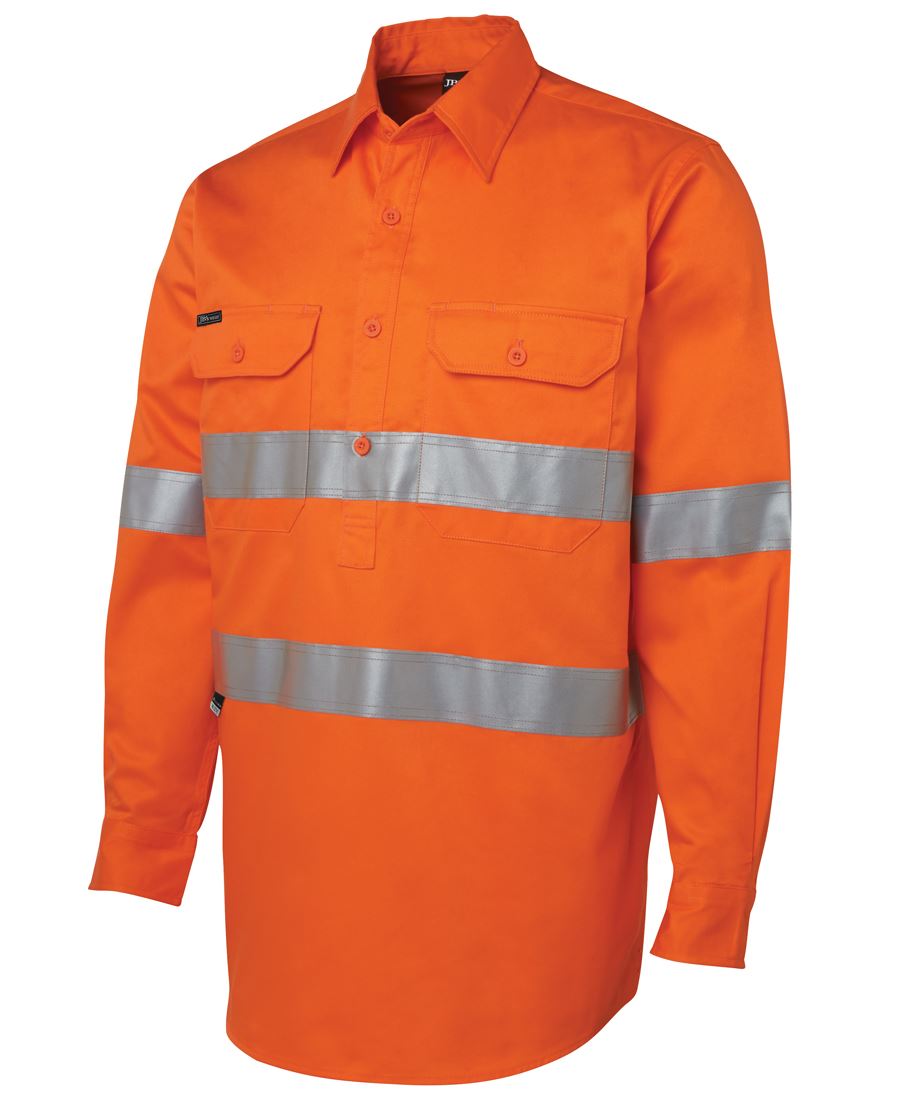 HI VIS L/S (D+N) 190G CLOSE FRONT SHIRT – angled view
