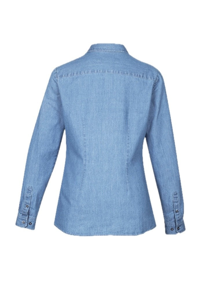 Ladies Indie Denim Long Sleeve Shirt – back view