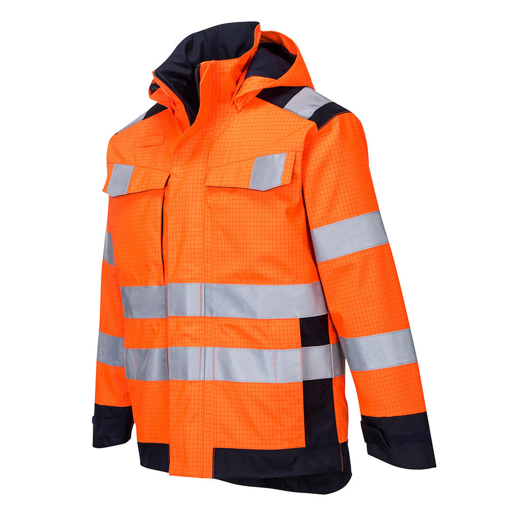 Modaflame Rain+ Hi-Vis Multi-Norm Contrast FR Jacket – angled view