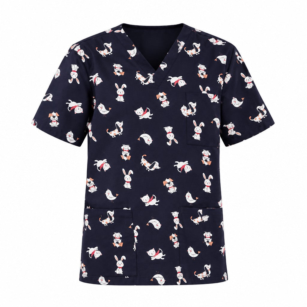 Mens Printed Best Friends Scrub Top