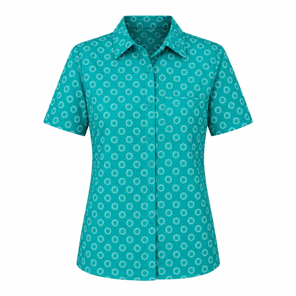 Womens Florence Daisy Print Short Sleeve Shirt
