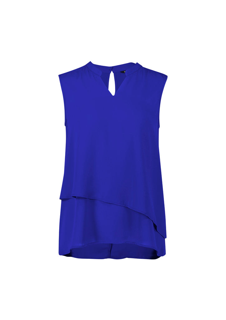 Seville Womens Sleeveless Layered Blouse