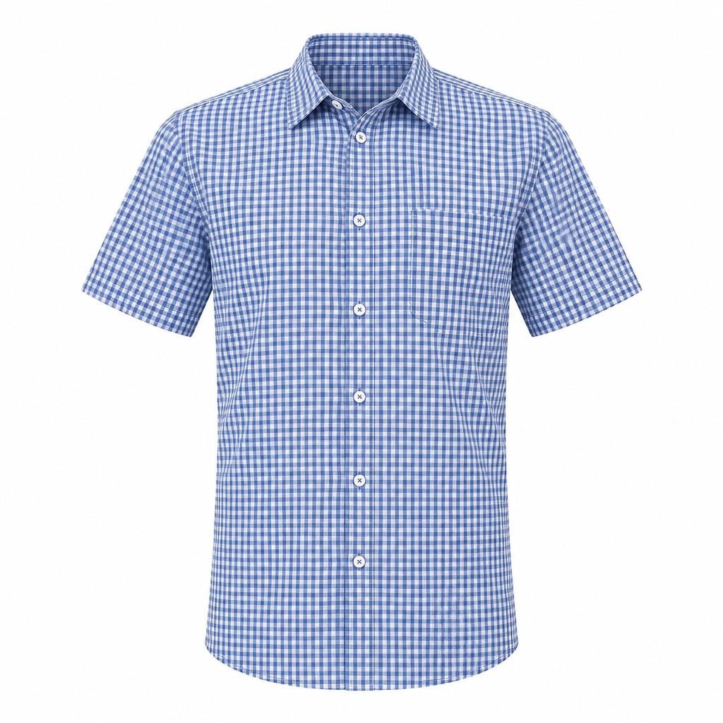 Modern Gingham Short Sleeve Dress Shirt