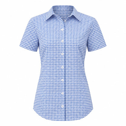Modern Gingham Short Sleeve Dress Shirt Womens