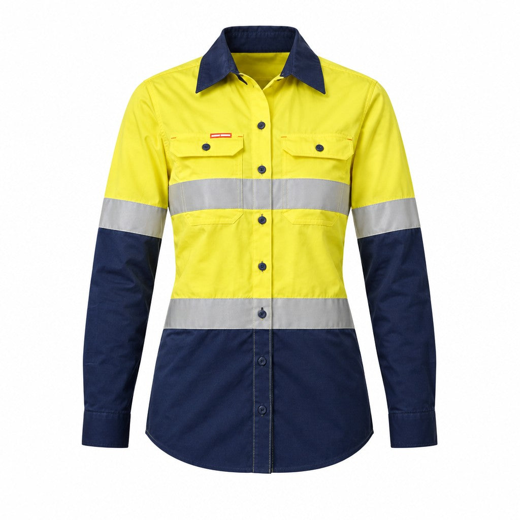 WOMEN'S KOOLGEAR HI-VIS VENTED TAPED COTTON TWILL SHIRT