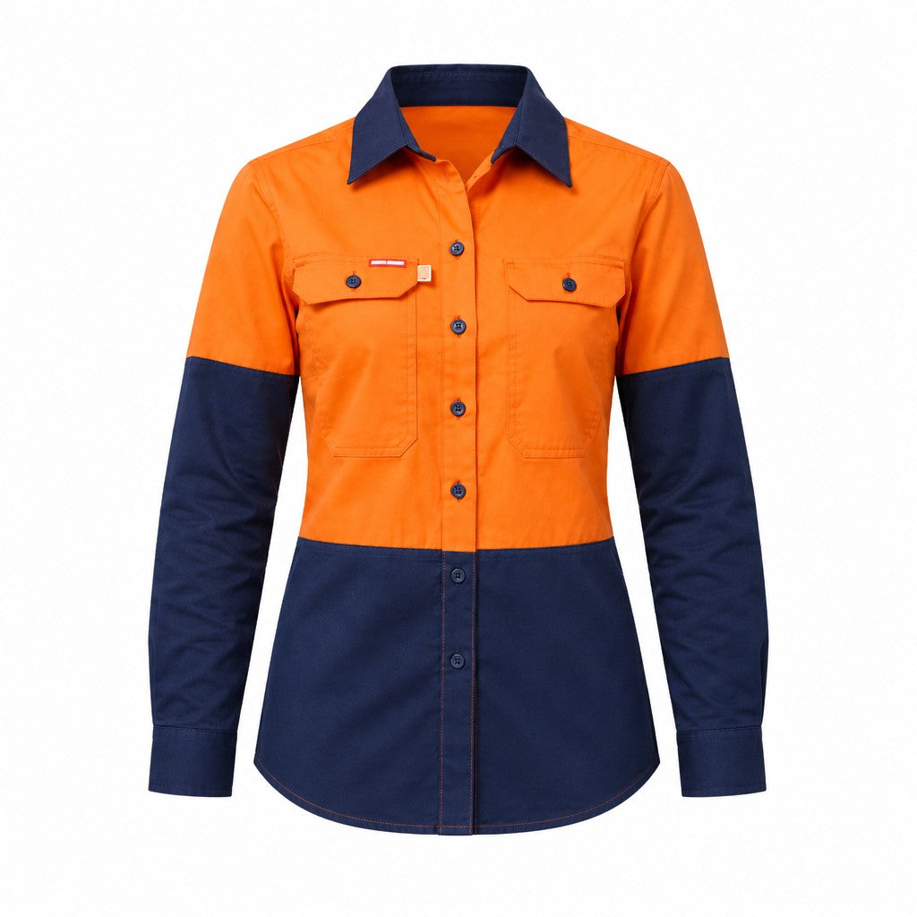 WOMEN'S KOOLGEAR 2 TONE HI-VIS VENTED LONG SLEEVE SHIRT