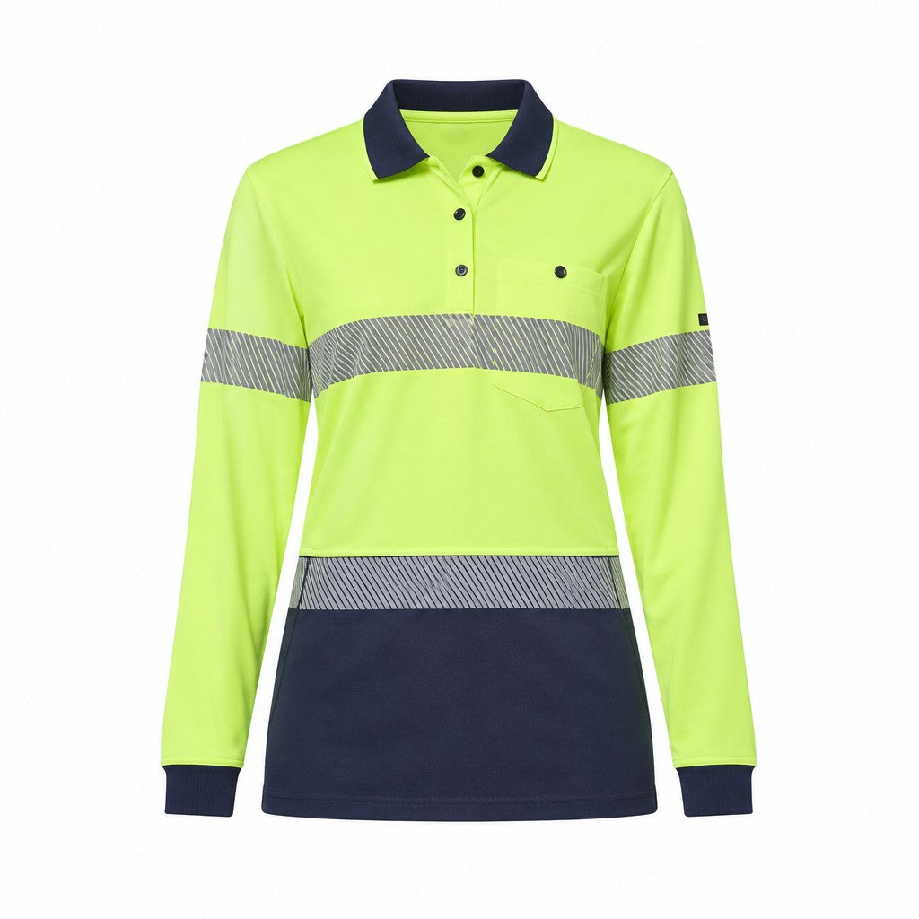 Womens Workcool Hyperfreeze Spliced Long Sleeve Polo with Segmented Tape