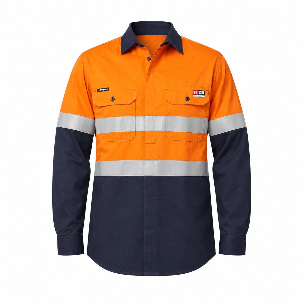 ShieldTec FR Hi Vis 2 Tone Closed Front Taped Shirt PPE2