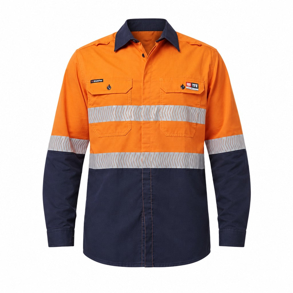 ShieldTec LENZING™ FR Hi Vis 2Tone Open Front Taped Shirt PPE1