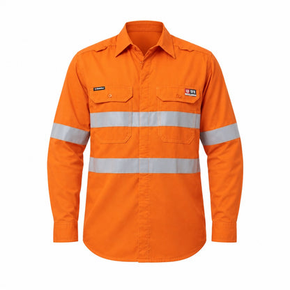 Shieldtec LENZING™ FR Hi-Vis Spliced Open Front Taped Shirt PPE2