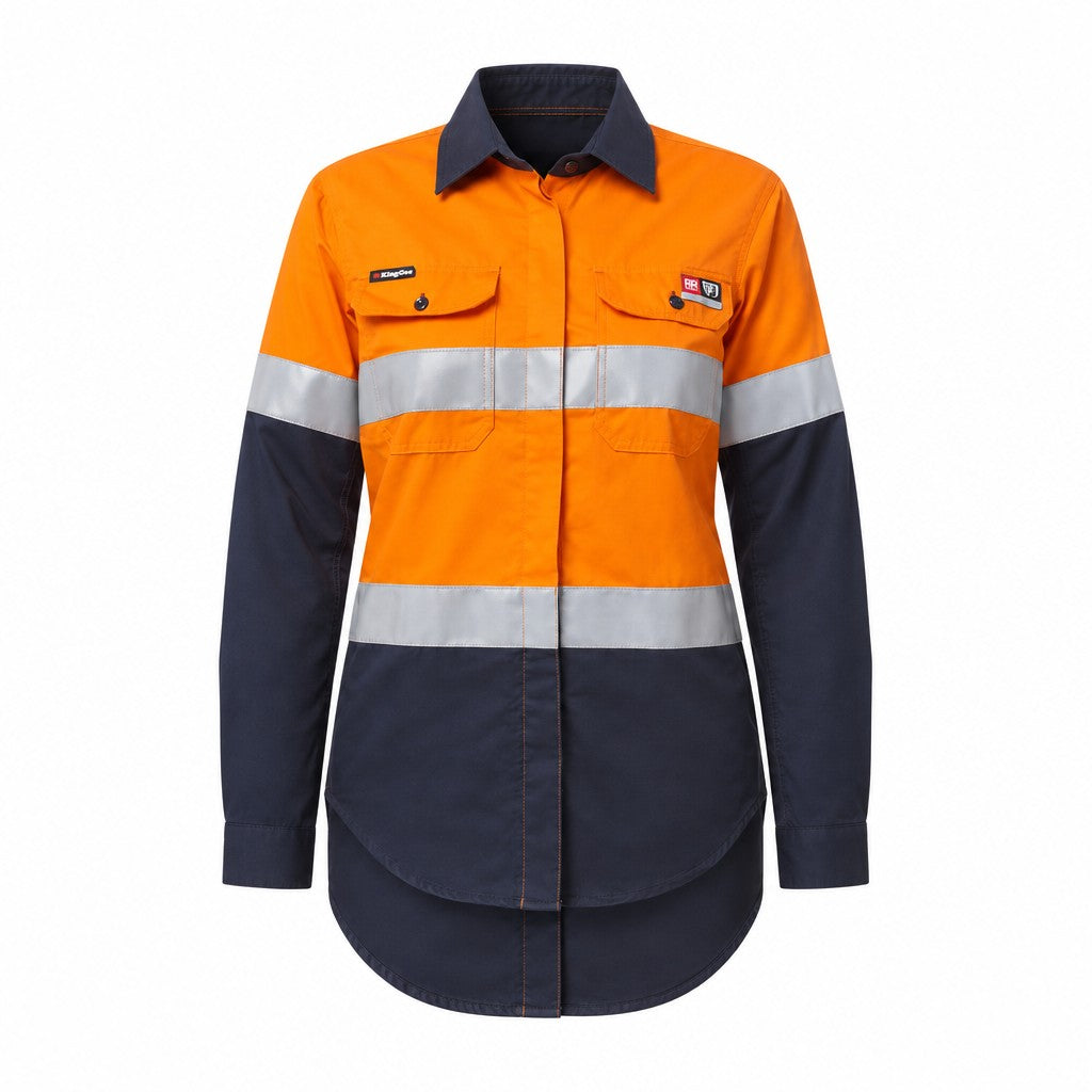 Women's ShieldTec FR Hi Vis 2Tone Open Front Taped Shirt PPE2
