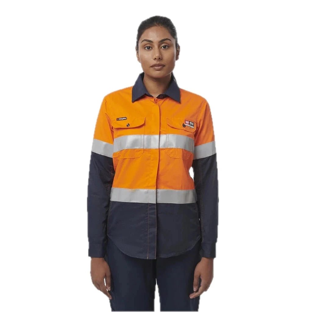 Women's ShieldTec FR Hi Vis 2Tone Open Front Taped Shirt PPE2