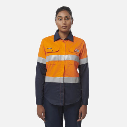Camisa de senhora ShieldTec FR de alta visibilidade, bicolor, com frente aberta e fita de vedação, EPI2