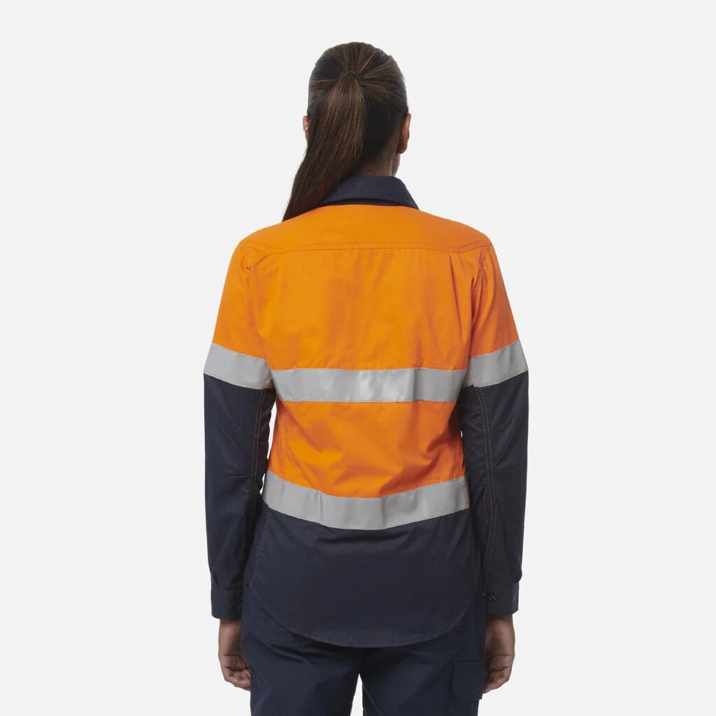 Camisa de senhora ShieldTec FR de alta visibilidade, bicolor, com frente aberta e fita de vedação, EPI2