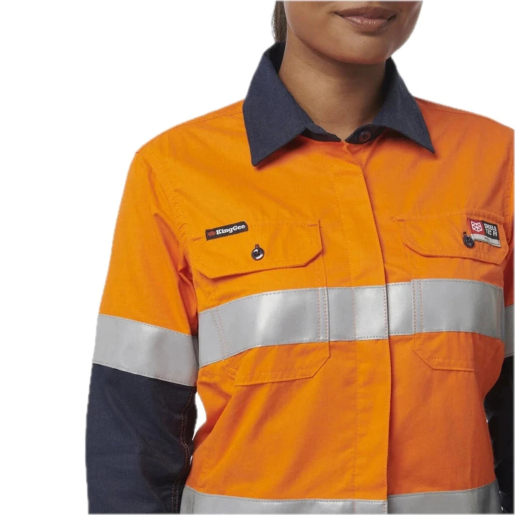 Women's ShieldTec FR Hi Vis 2Tone Open Front Taped Shirt PPE2