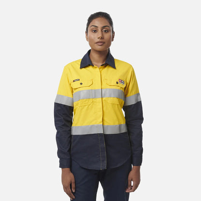 Camisa de senhora ShieldTec FR de alta visibilidade, bicolor, com frente aberta e fita de vedação, EPI2