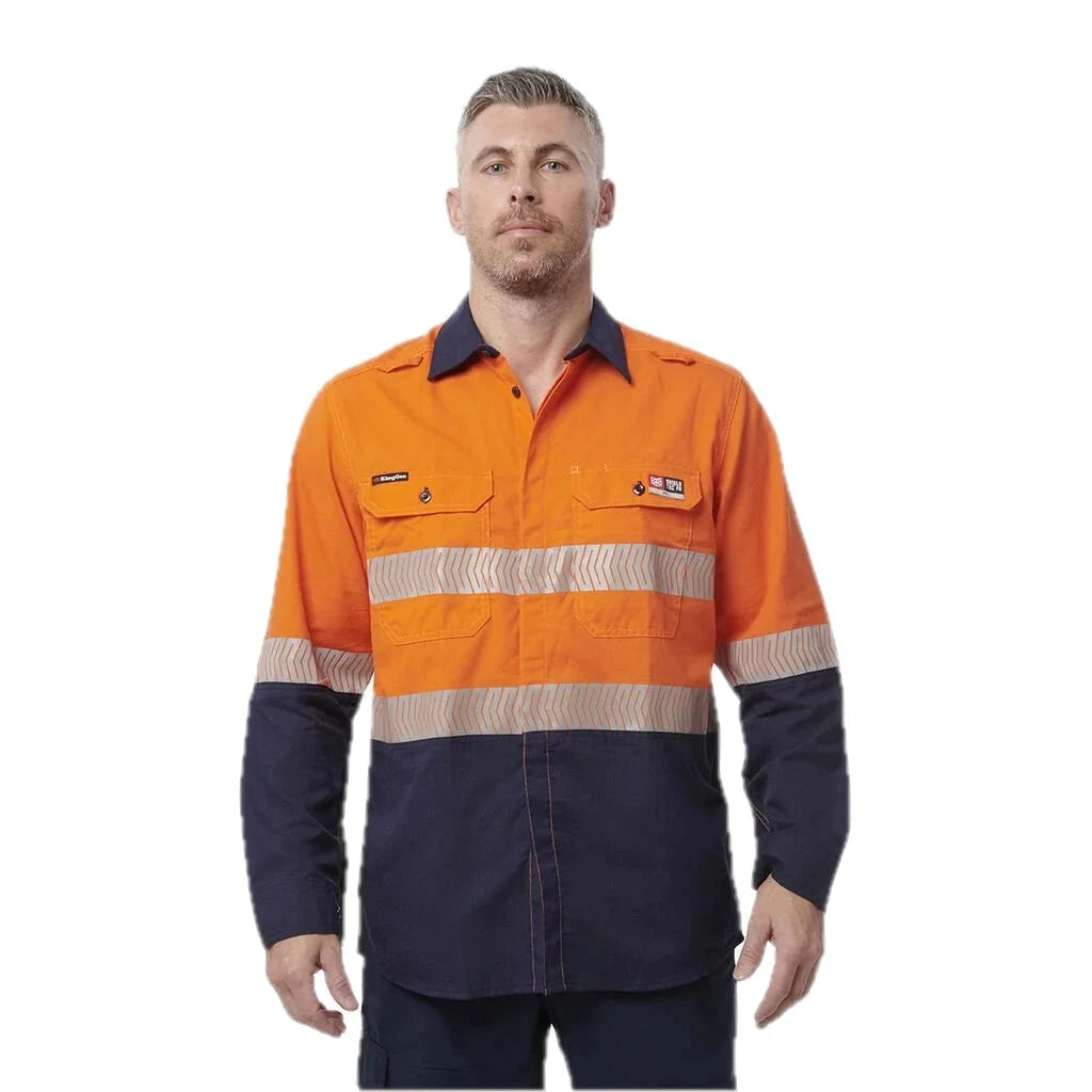 ShieldTec LENZING™ FR Hi Vis 2Tone Kemeja Berpita Depan Terbuka APD1