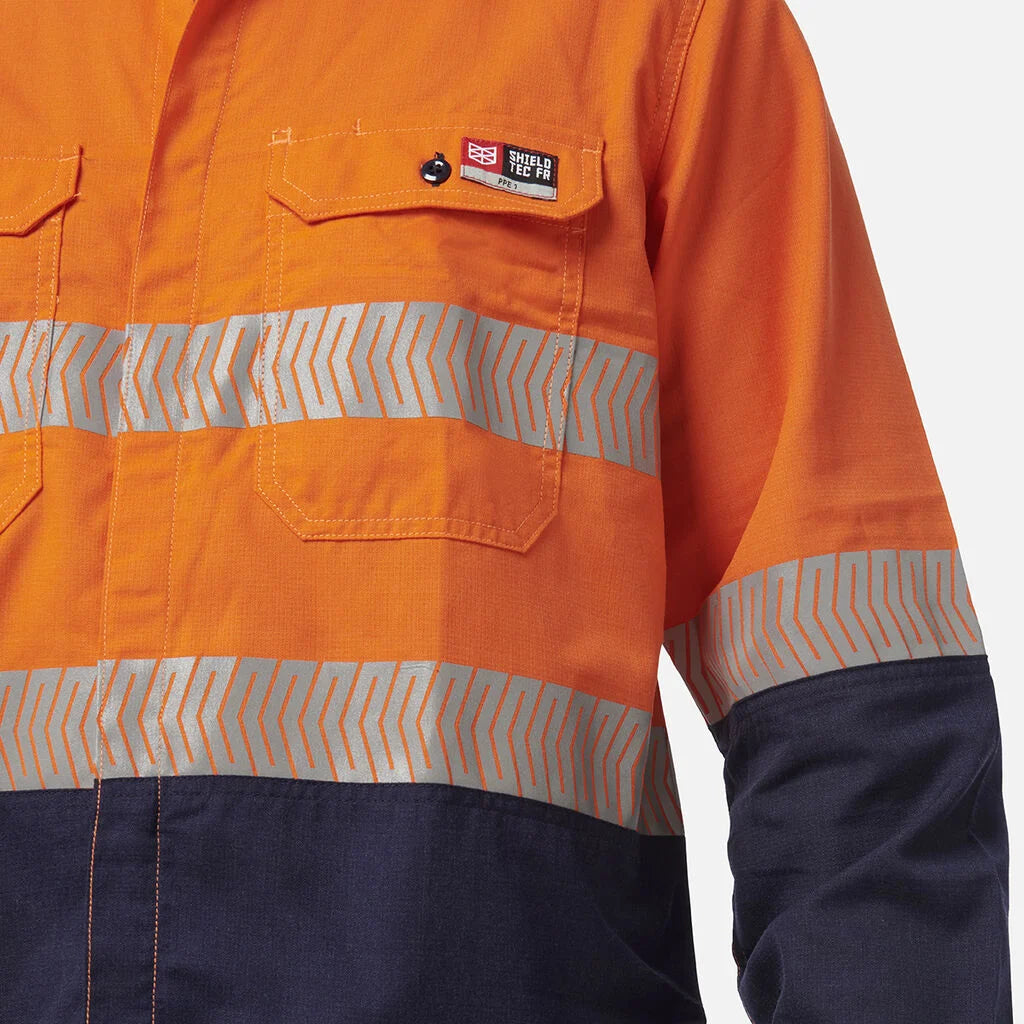 ShieldTec LENZING™ FR Hi Vis 2Tone Kemeja Berpita Depan Terbuka APD1