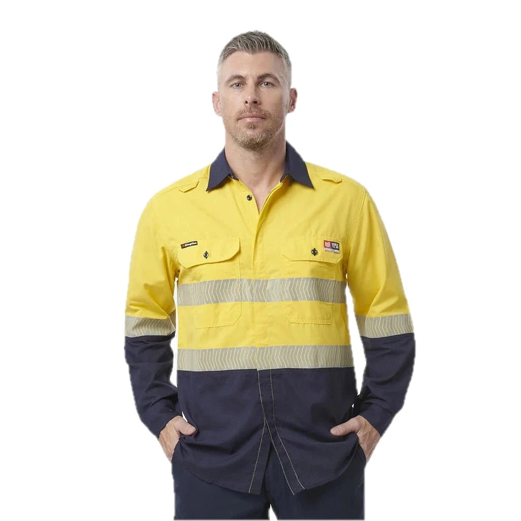 ShieldTec LENZING™ FR Hi Vis 2Tone Kemeja Berpita Depan Terbuka APD1