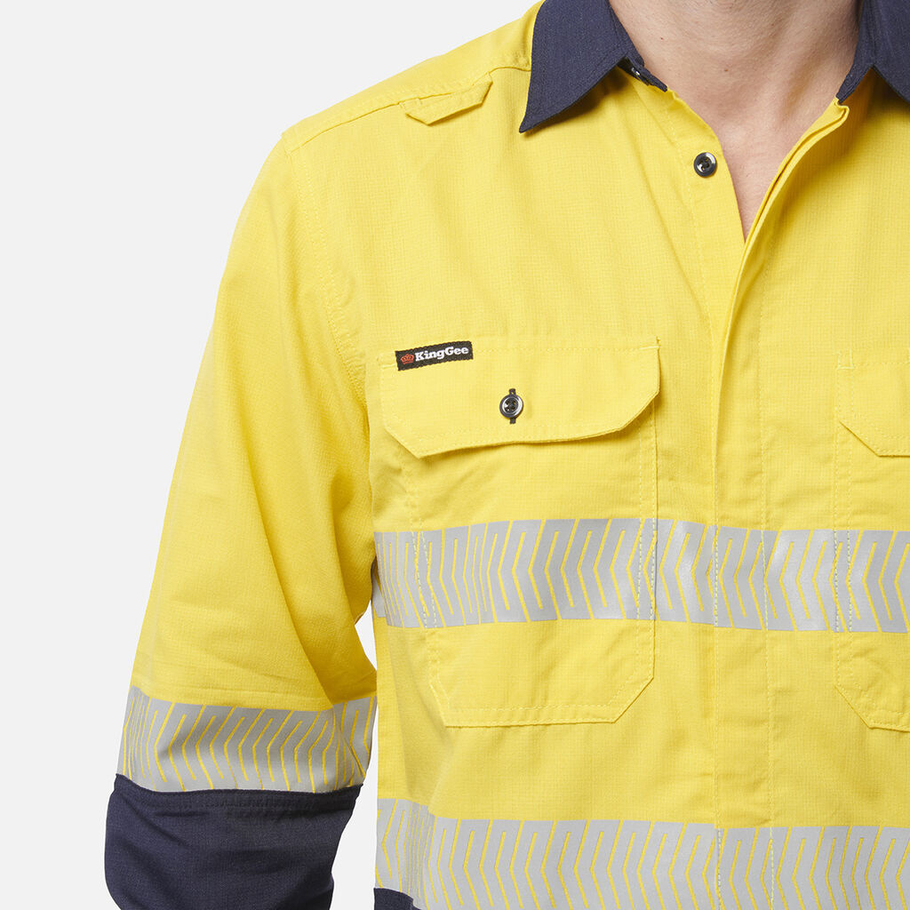 ShieldTec LENZING™ FR Hi Vis 2Tone Kemeja Berpita Depan Terbuka APD1