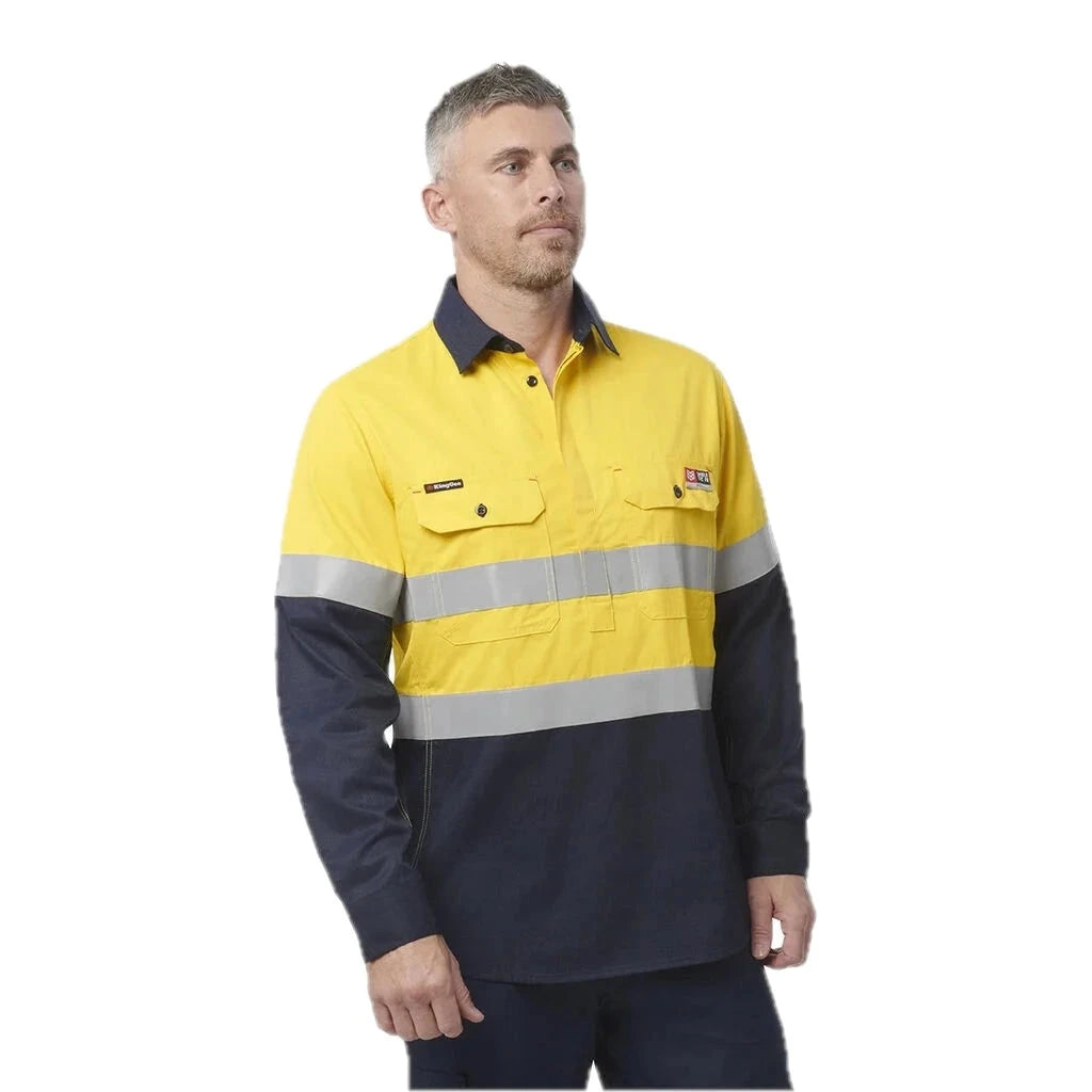 ShieldTec FR Hi Vis 2 Tone Closed Front Taped Shirt PPE2