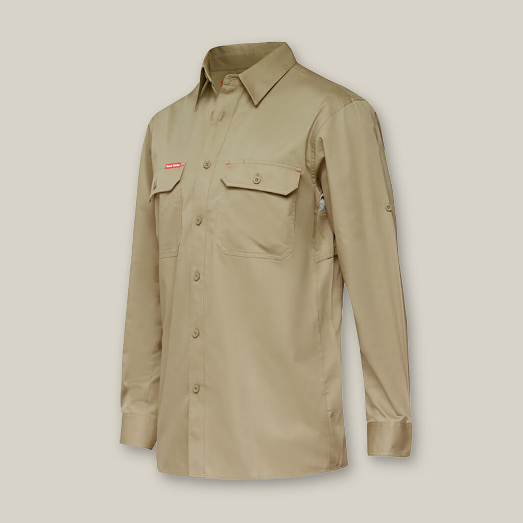 CAMISA DE TRABALHO DE ALGODÃO COM MANGA COMPRIDA VENTILADA KOOLGEAR 